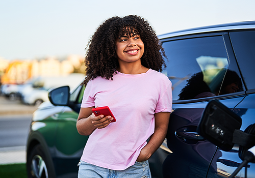 Woman using her mobile phone