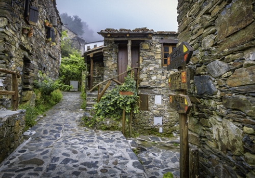 aerial panoramic view of the historic village of Lindoso