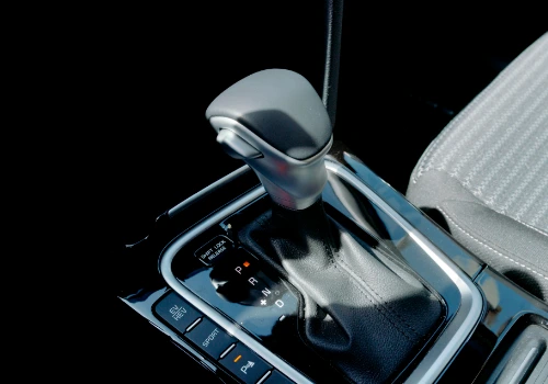 Close-up of an automatic gearbox selector.