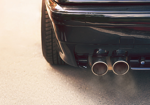 black car exhaust pipe