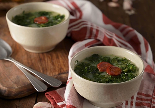 Caldo verde soup on a rainy day