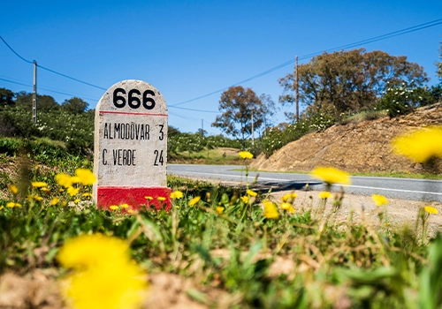 Kilometre marker on Portugal’s National Road 2.