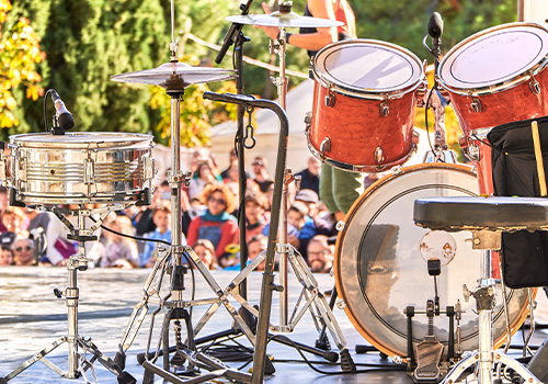 summer festivals drums with audience in background