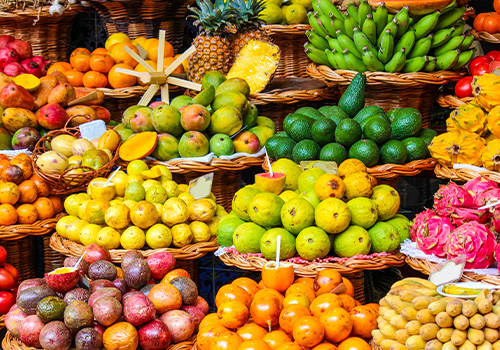 tropical fruits on famous funchal market
