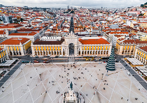 vista aérea decorações de Natal em Lisboa