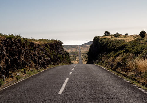 Empty road over high plateau