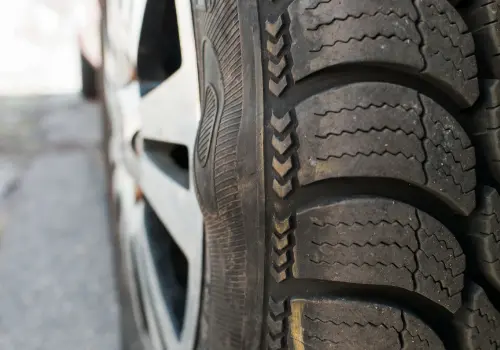 Visible tyre bulge caused by low pressure