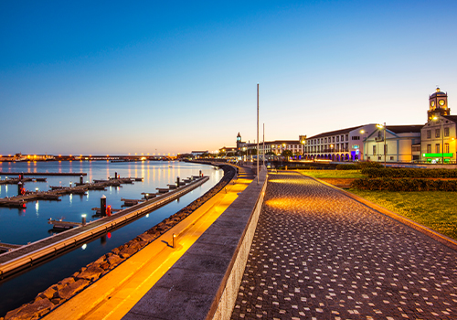 waterfront of Ponta Delgada on Sao Miguel