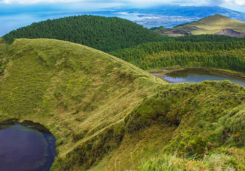 View of lakes Lagoa das Empadadas, Sao Miguel Island, Azores