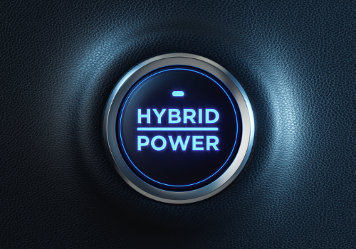 Hybrid car start button showing the vehicle electric system